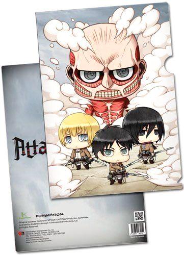 Attack on Titan SD Colossal Titan vs Armin, Eren, Mikasa File Folder