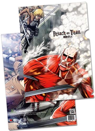 Attack on Titan Armin, Eren, Mikasa vs Colossal Titan File Folder